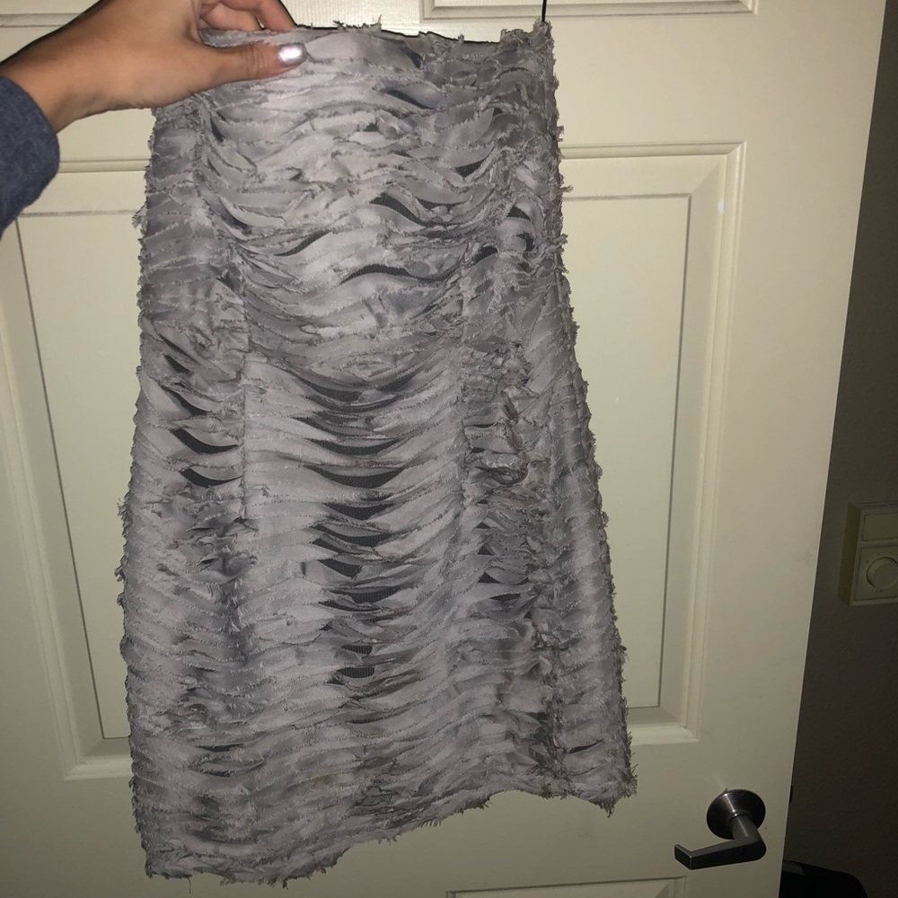 TopShop Soft Grey Chiffon Strapless Mini Dress